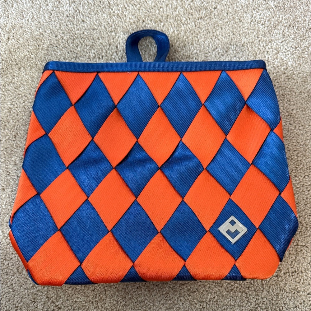 Orange and Blue Diamond Pattern Backpack